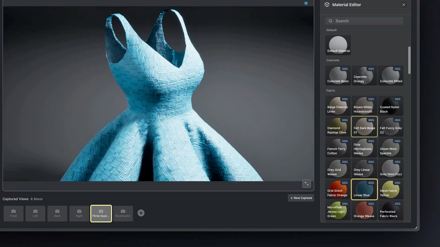 Live Glossi studio with an editable product and material controls