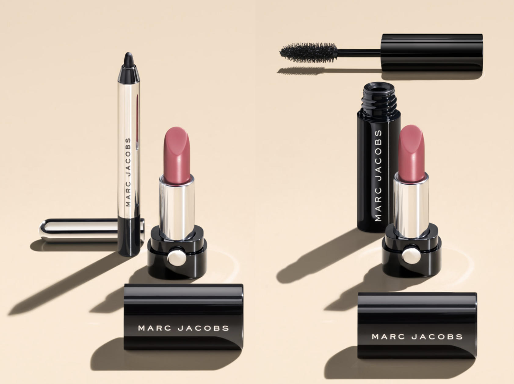 Cosmetics packaging arranged to show controlled color and artwork