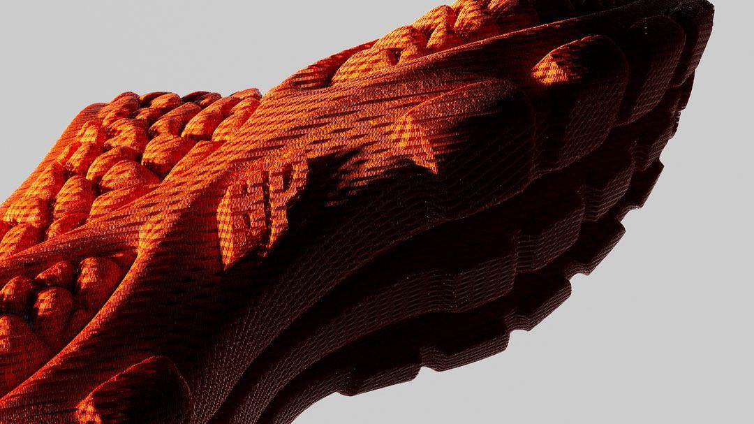 Footwear outsole and tread presented as a bold product visual