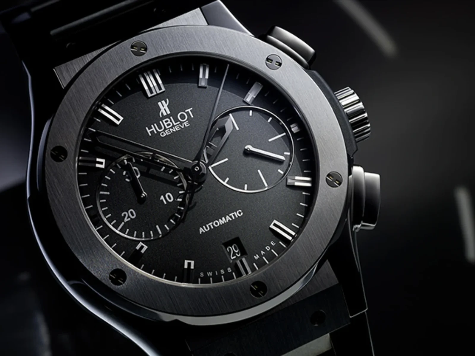 Black metal watch shown in a precise accessories macro